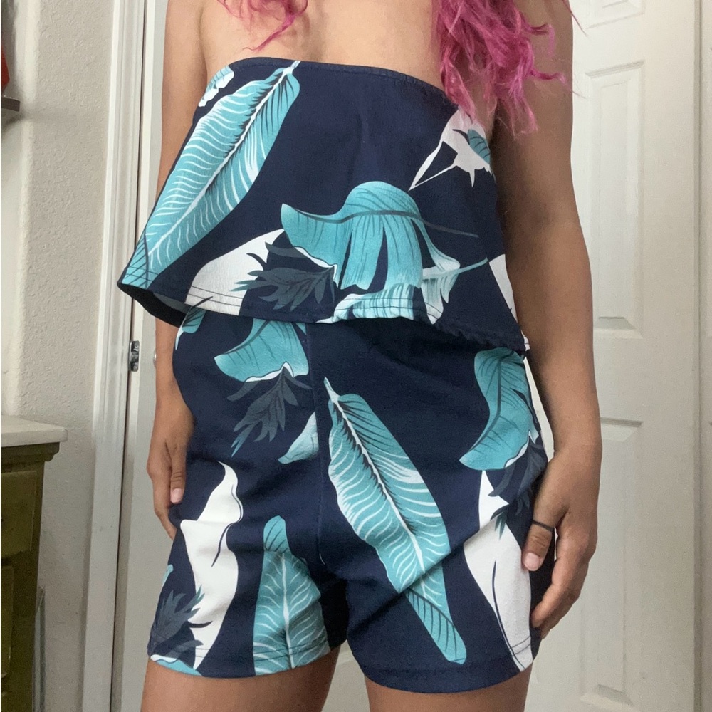 Bali Strapless Leaf Print Romper